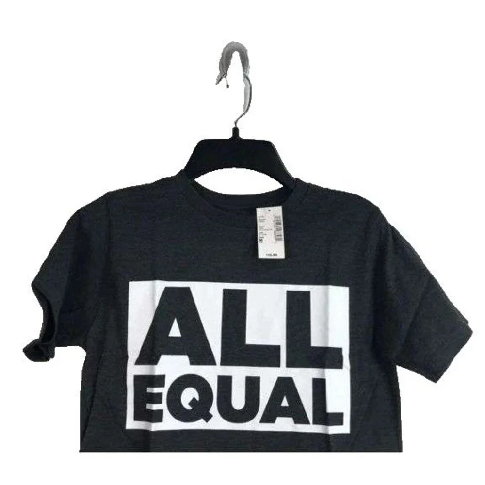 Children's Place Boys M (7/8) Dark Gray/Black ALL EQUAL Graphic Tee Shirt - NWT